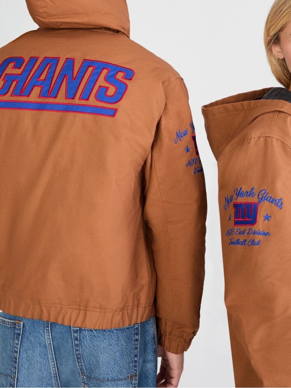 NFL New York Giants Hooded Workwear Zip Up Coat Jacket Size XL